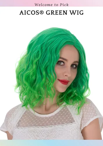 Vista 5 de Aicos Fashion - Peluca de pelo corto y rizado de 35 cm, resistente al calor, para uso diario o para carnaval, fiesta de disfraces, cosplay, peluca