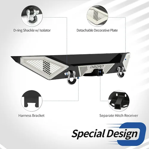 Vista 2 de OEDRO Combo de parachoques trasero compatible con Jeep Wrangler JK y Unlimited JKU 2007-2018 (2/4 puertas), todoterreno de ancho completo
