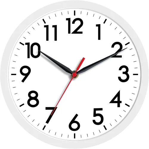 Vista 24 de AKCISOT 8 Inch Wall Clock, Silent Battery Operated Analog Clock, Black