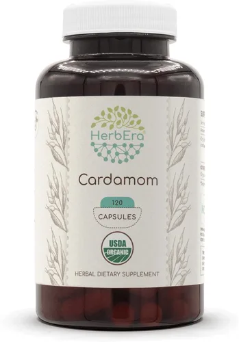Vista 5 de HerbEra Cardamomo 60 Cápsulas, 500 mg, USDA Organic Cardamomo (Elettaria cardamomum) Vaina seca (60 Cápsulas)