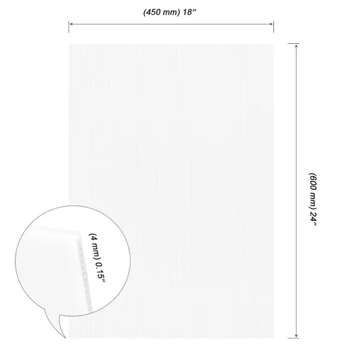 Vista 2 de MOUYAT Paquete de 15 hojas grandes de plástico corrugado blanco de 18 x 24 pulgadas, 5/32 pulgadas de grosor y 0.157 in de grosor, tablero en blanco