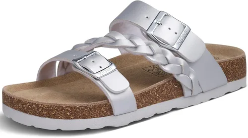 Vista 12 de KIDMI Sandalias con plantilla de corcho para mujer con soporte de arco, cómodas sandalias deslizantes con hebilla ajustable para el verano