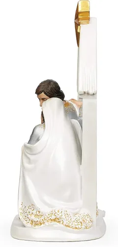 Vista 3 de Joseph's Studio by Roman - Figura de Santa Familia dorada y marfil, 9.75 pulgadas de alto, resina y piedra, decorativa, colección, duradera, duradera
