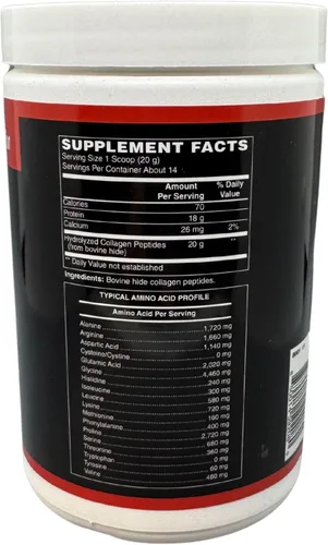 Vista 3 de TOUGH-N-TONE Polvo de péptidos de colágeno - Alimentado con pasto, 9.88 oz 0.71 oz de proteína por porción, sin sabor, sin OMG, sin gluten, sin