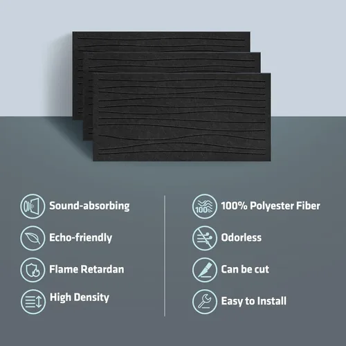 Vista 6 de UMIACOUSTICS Paquete de 3 paneles acústicos grandes absorbentes de sonido, paneles acústicos ignífugos de 48 x 24 x 0.4 pulgadas, paneles