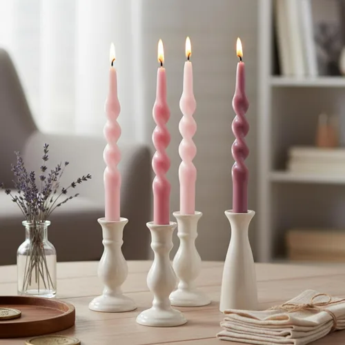 Vista 43 de SM101 - Vela cónica roja, velas en espiral de 10 pulgadas, velas largas cónicas sin goteo para cena, mesa de comedor, boda, fiesta, fiesta, Rojo