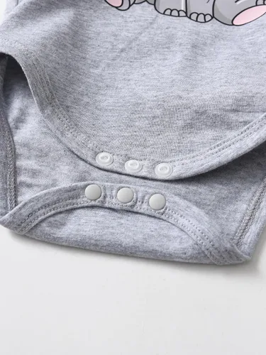 Vista 81 de Conjunto de 3 piezas de ropa de bebé recién nacido con estampado de manga larga + pantalones + sombrero