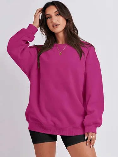 Vista 5 de ANRABESS Sudadera de gran tamaño para mujer, con cuello redondo, estilo Y2K, sudadera con capucha de forro polar, cómoda, camiseta informal, ropa