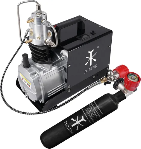Vista 9 de TUXING Bomba de compresor de aire de alta presión de 4500 psi, control ajustable con parada automática de 110 V 30 Mpa, bomba de aire eléctrica