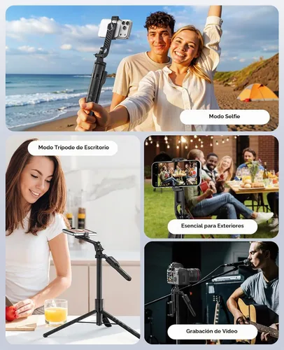 Vista 6 de ORICO Trípode de teléfono de 69 pulgadas, trípode para selfie stick para iPhone con control remoto inalámbrico, soporte giratorio de 360°