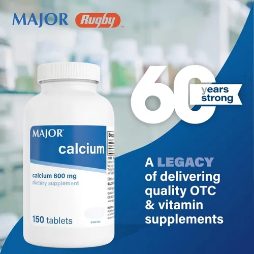 Vista 2 de Major Tabletas de calcio de 600 mg - Suplemento de calcio - 150 unidades (1 paquete)