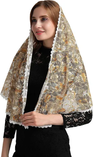 Vista 2 de Capilla Catholic Veil Lace Mantilla Church Headwrap V33