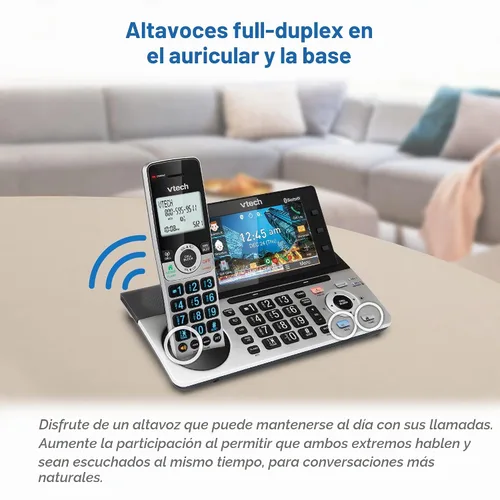Vista 11 de VTech IS8251-3 - Teléfono inalámbrico de 3 manos de grado empresarial para oficina en casa, pantalla a color de 5", teclas de acceso directo