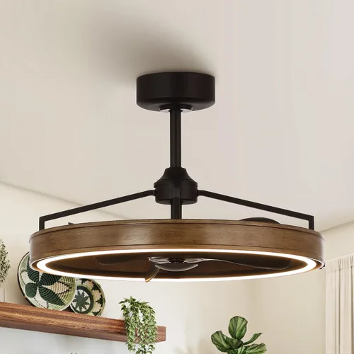Vista 2 de Parrot Uncle Ventiladores de techo con luces y control remoto, ventilador de techo sin aspas con luz para dormitorio, sala de estar, comedor, 27