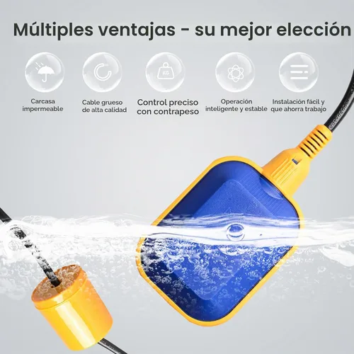 Vista 2 de Interruptor de flotador atado universal con contrapeso 15A, 110 ~ 250 V CA