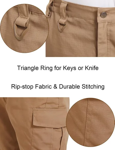 Vista 6 de MAGCOMSEN Pantalones tácticos para hombre con 9 bolsillos Ripstop repelente al agua pantalones cargo para el trabajo senderismo caza