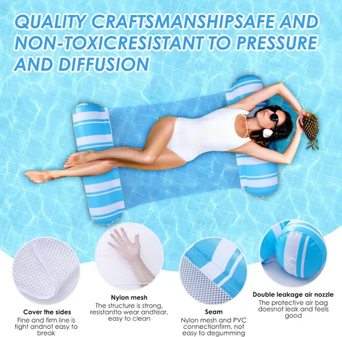 Vista 2 de Pool Float Adults 4-in-1 Water Hammock Float,Saddle, Drifter,Lounger Inflatable Pool Floats for Swimming Pool, Beach, Hammock Pool Float