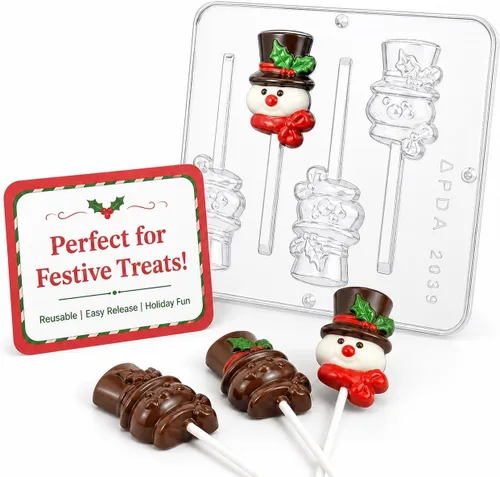 Vista 3 de Molde de muñeco de nieve Lollipop Lollipops Chocolate Candy Mold Navidad 2039