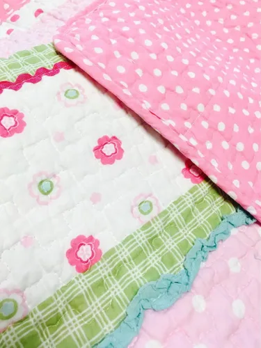 Vista 6 de [Malvavisco pastel] 100% algodón hipoalergénico 2 piezas apliques a mano juego de edredón para dormitorio, ropa de cama individual rosa