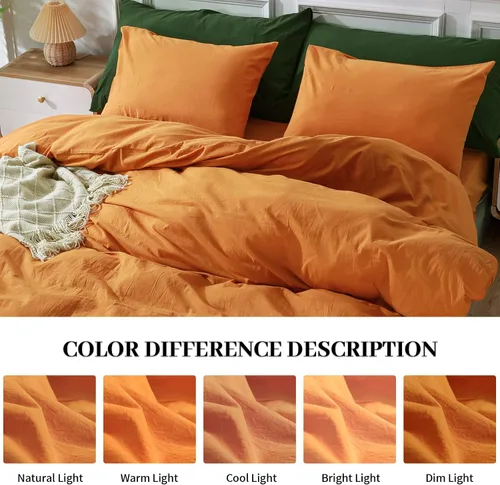 Vista 123 de NEXHOME PRO Funda de edredón Twin XL 100% algodón lavado, transpirable, duradera, texturizada, similar al lino, juego de ropa de cama para el hogar
