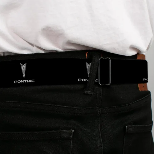 Vista 4 de Buckle-Down Cinturón de seguridad - Pontiac BlackSilver Logo REPEAT - 1.0" Ancho - 20-36 pulgadas de largo