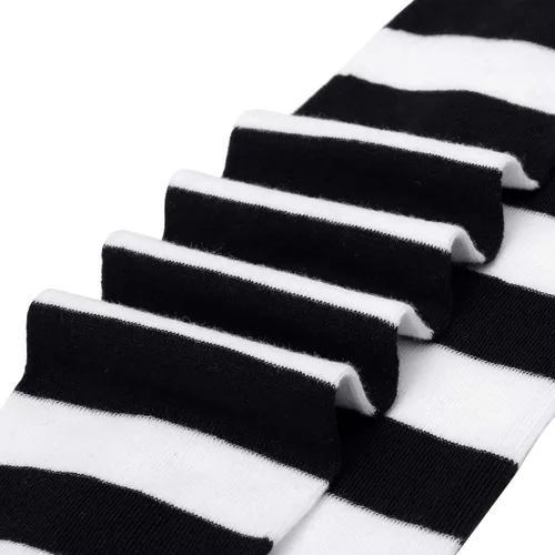 Vista 7 de Ayliss Calcetines a rayas por encima de la rodilla para muslo, calcetines largos para mujer, disfraz de cosplay y niñas, uso diario