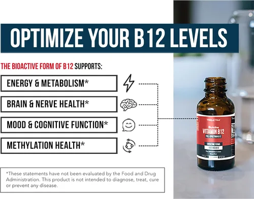 Vista 5 de BioActive Vitamina B12 1000 mcg Contiene 3 formas bioactivas B12 Plus metilfolato Cofactor - Metilo B12, adenosilo B12 e hidroxi B12