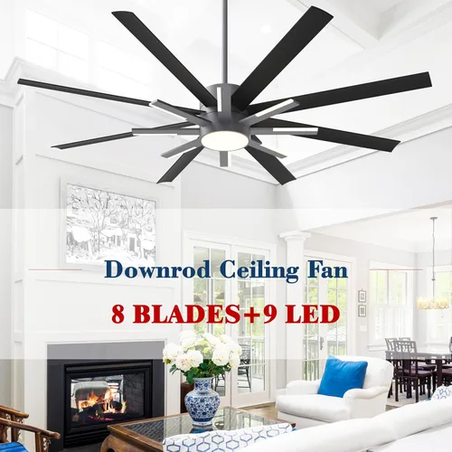 Vista 8 de Ventiladores de techo negros de 72 pulgadas con luces y control remoto, moderno ventilador de techo grande para sala de estar, dormitorio, patio, 6