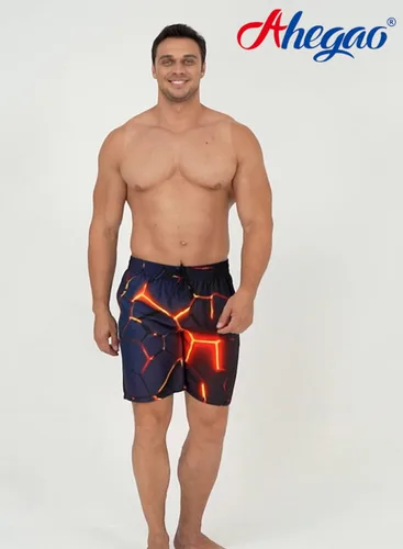 Vista 2 de Ahegao - Traje de baño para hombre, de secado rápido con estampado en 3D, bolsillos, forro de malla refrescante, para la playa