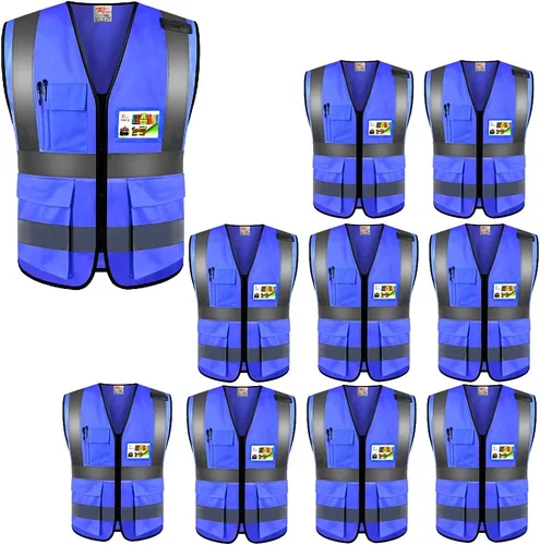 Vista 13 de Zojo Chaleco de seguridad reflectante de alta visibilidad con múltiples Azul