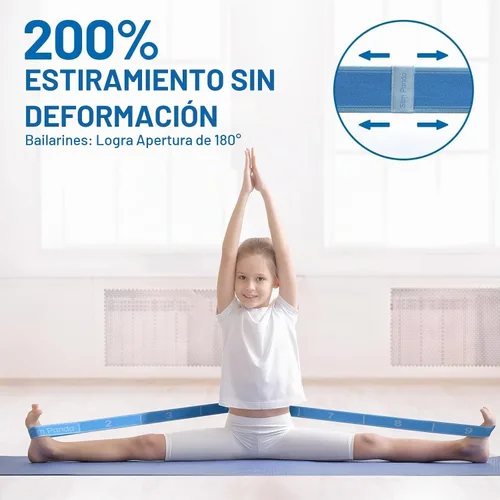 Vista 6 de Slim Panda Correa elástica, flexibilidad, bandas elásticas de baile, correa elástica de yoga con 9 bucles para terapia física, pilates, yoga