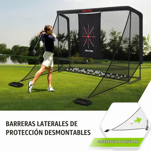 Vista 5 de ZEALFEEL Golf Net, 10x7FT/8x8FT,Side Barriers & Auto-Ball Auto-Ball Return