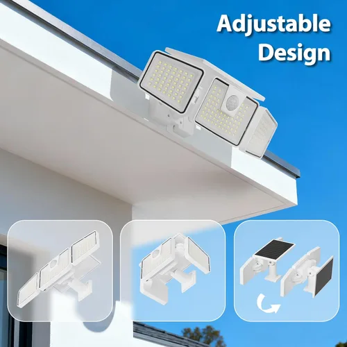 Vista 3 de INCX 156 luces LED solares de movimiento para exteriores, paquete de 2, 3 cabezales de luces solares de seguridad con sensor de movimiento IP65