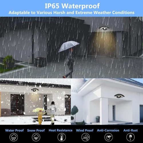 Vista 4 de Luces LED con sensor de movimiento para exteriores, 18 W, 1500 lm, luz de pared LED IP65, impermeable, lámpara de pared de aluminio de 3000 K, luz