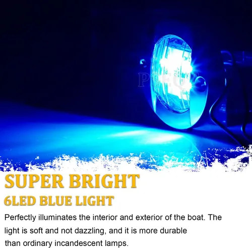 Vista 2 de PSEQT 4 piezas de 7,6 cm Luces LED azul marino para cubierta de barco y luz de ancla de popa - Luces impermeables de 12V para pesca nocturna