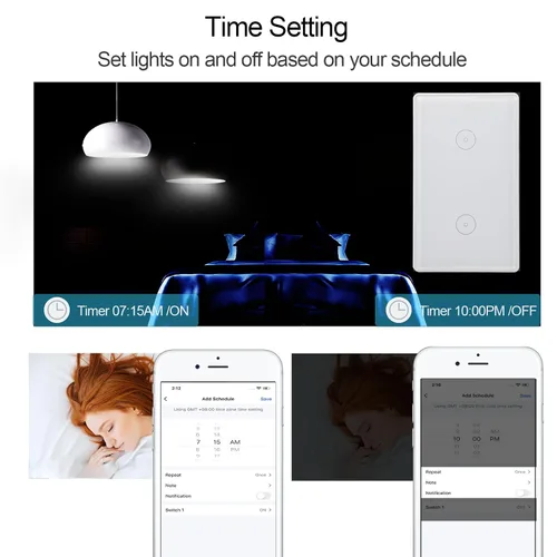 Vista 9 de Zigbee Smart Touch - Interruptor de luz de pared, control de aplicación/voz, visión nocturna, requiere puerta de enlace Tuya