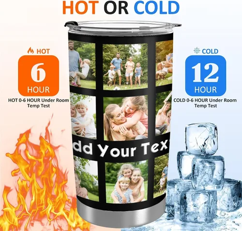 Vista 5 de Taza personalizada con foto y texto para hombres y mujeres, regalo para papá, mamá, familias y amigos, taza de viaje con foto e imagen