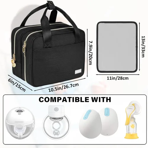 Vista 2 de Bolsa portátil para extractor de leche con compartimento refrigerador, compatible con Momcozy M5/S12 Pro, Elvie y Medela Pump con estilo, funda