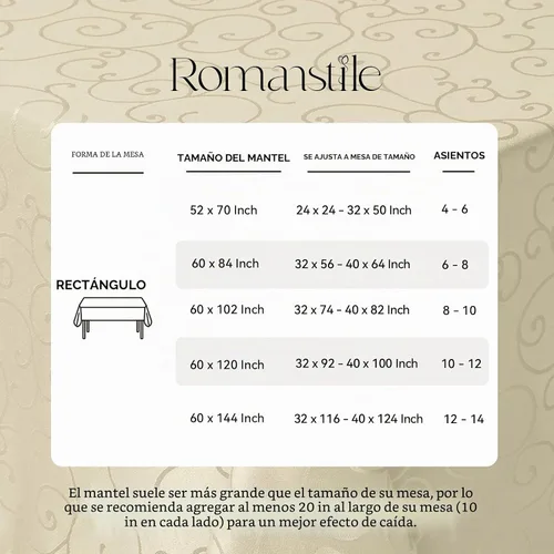 Vista 6 de Romanstile Mantel Rectangular de Jacquard, Impermeable Elegante con Patrón Floral Rizado de Damasco, Cubierta de Mesa Decorativa de Poliéster Beige