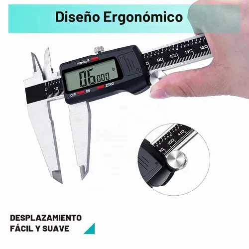 Vista 4 de Kynup - Herramienta de micrómetro y pie de rey de 12 pulgadas, calibre digital con acero inoxidable, pantalla LCD grande, función de apagado Negro