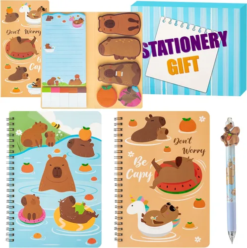 Vista 11 de B1ykin Juego de Regalo de Papelería - 3 Piezas Cuaderno Notas Adhesivas, Cuadernos Espirales A5 y 550 Hojas Notas Adhesivas Lindas con Kit