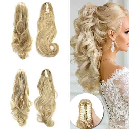 Vista 11 de LYRICAL HAIR Extensión de cola de caballo sintética para mujer, con cordón ajustable, pinza de mandíbula, larga, rizada, ondulada, extensión de cola