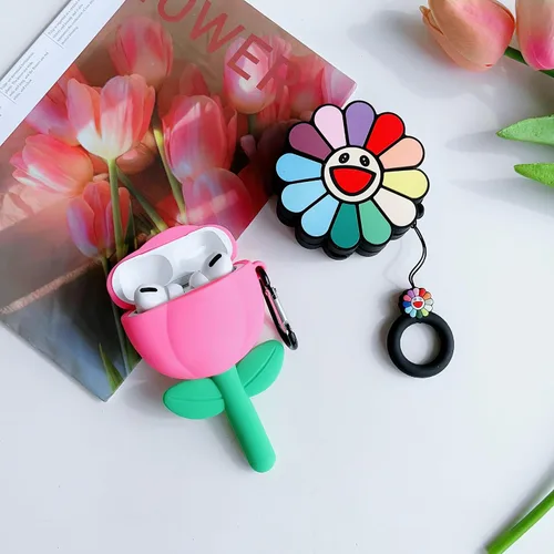Vista 3 de 【Paquete de 2】Funda 3D con diseño de flores para Airpod Pro/Pro 2nd, bonita funda 3D para Airpod Pro para niños, niñas, adolescentes y mujeres