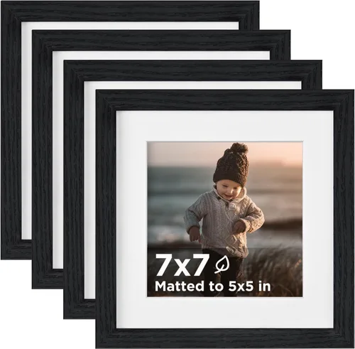 Vista 46 de KINLINK Juego de 4 portarretratos de 4 x 4, color negro, cuadrados de madera con plexiglás para 4 x 4 sin paspartú para mesa y pared