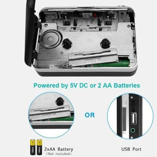 Vista 4 de Reproductor de casete portátil, convertidor de cassette USB a MP3, con función de reproducción, no necesita inversa automática de computadora