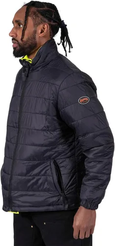 Vista 12 de Pioneer Hi Vis - Chaqueta impermeable de seguridad 2 en 1 para hombres y mujeres, se invierte a un acolchado negro, equipo impermeable reflectante