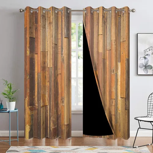 Vista 26 de Cortinas rústicas para ventana de puerta de granero, puerta de madera gris, puerta de garaje, tratamiento de ventana para sala de estar, dormitorio