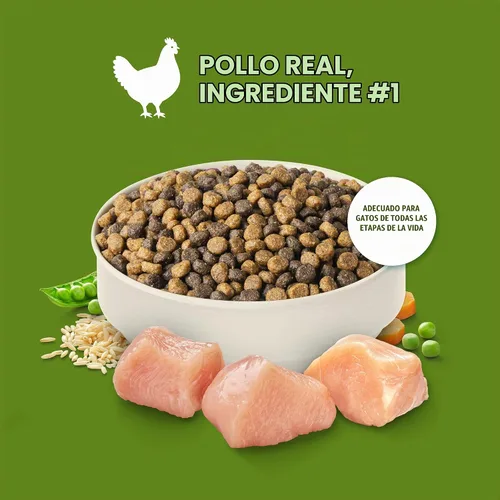 Vista 4 de Nutrish Comida seca para gatos, receta de pollo y arroz integral, bolsa