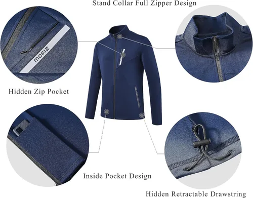 Vista 4 de MoFiz Chándal deportivo para hombre, sudadera deportiva cómoda, pantalones deportivos casuales, chaqueta con cremallera completa, 2 piezas