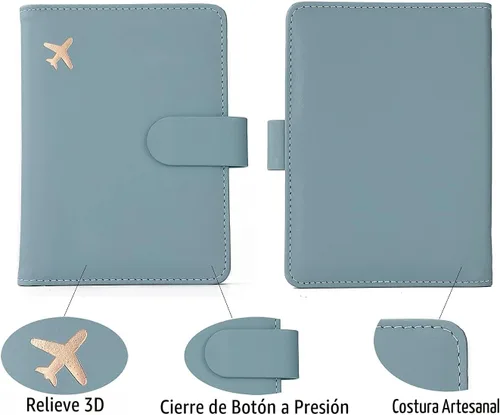 Vista 4 de Melsbrinna Funda de cuero prémium para pasaporte, impermeable, con bloqueo RFID, cartera de viaje con soporte para bolígrafo, bonito libro